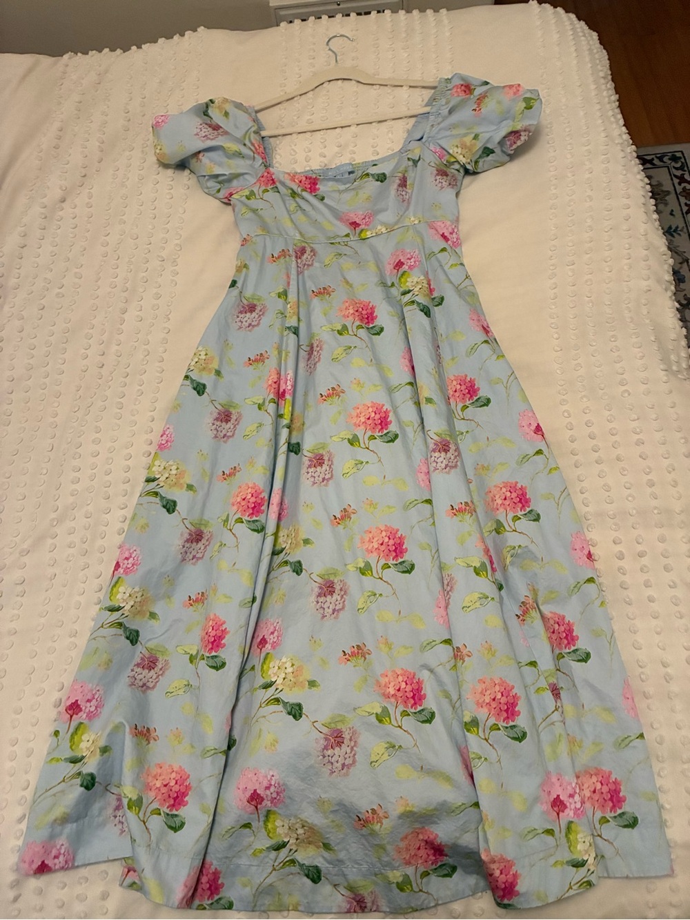 Hill House the Matilda Dress Light Blue Floral Dress with Puff Sleeves